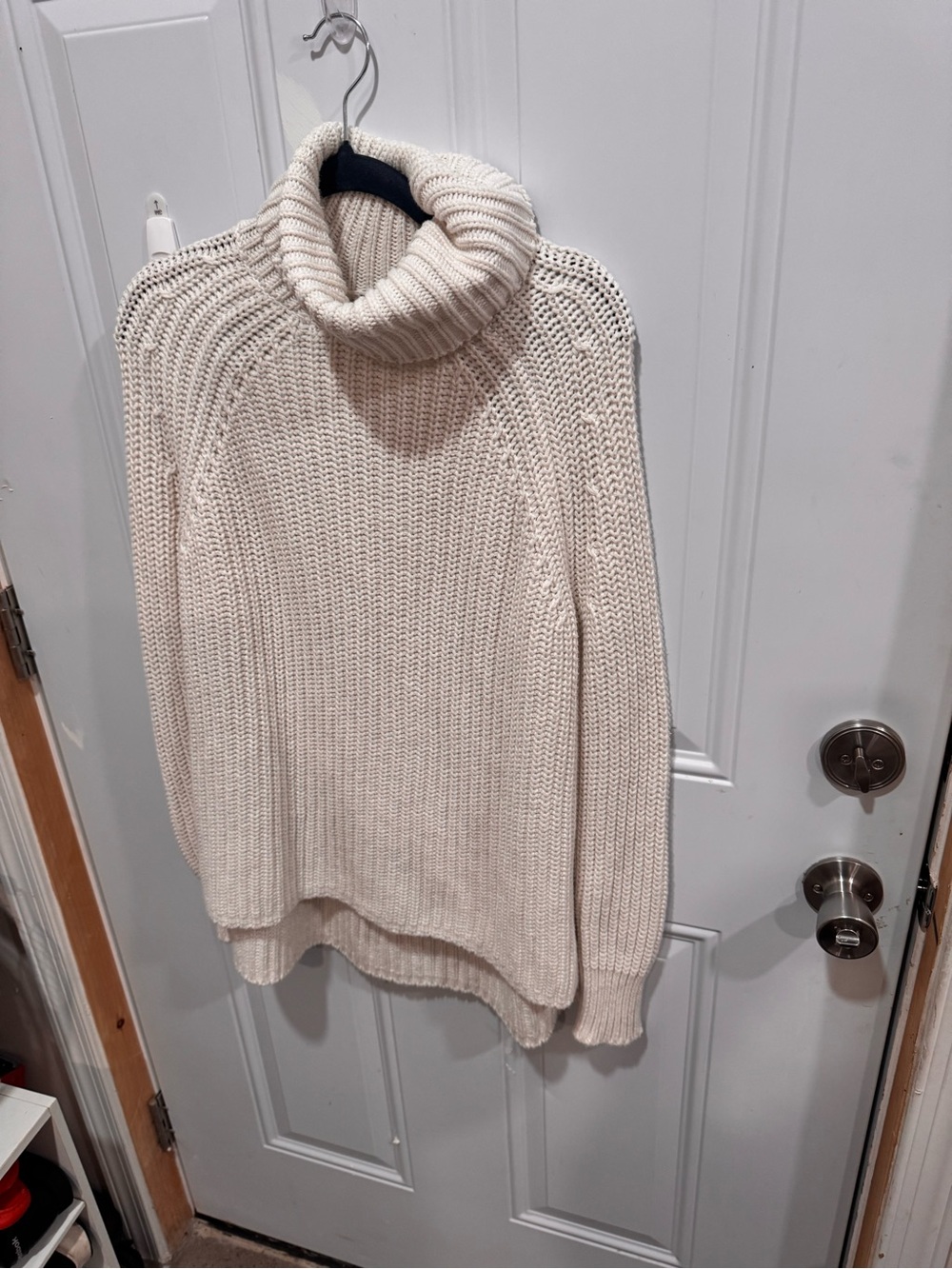 525 America Cream Cable-Rib Turtleneck Sweater size XS
